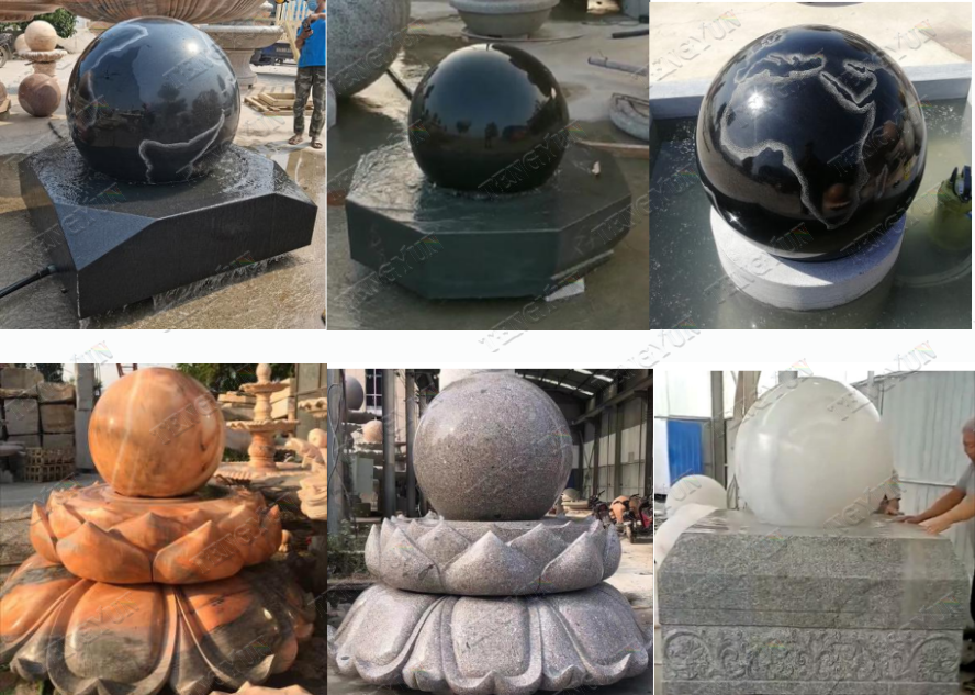 Garden Granite Floating Ball Fountain Stone Fengshui Sphere Water Fountain  (2)