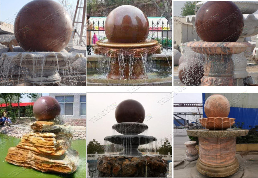 Garden Granite Floating Ball Fountain Stone Fengshui Sphere Water Fountain  (3)