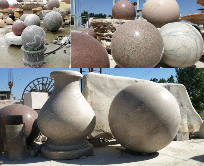 Garden Granite Floating Ball Fountain Stone Fengshui Sphere Water Fountain  (5)