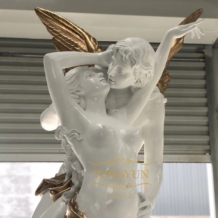 Garden Large Size Fiberglass Kiss Angel Statue Home Decor Resin Greek Nude Loving Male Ange And Female (4)