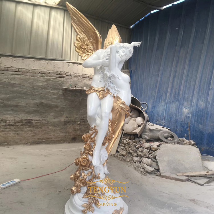 Garden Large Size Fiberglass Kiss Angel Statue Home Decor Resin Greek Nude Loving Male Ange And Female (6)