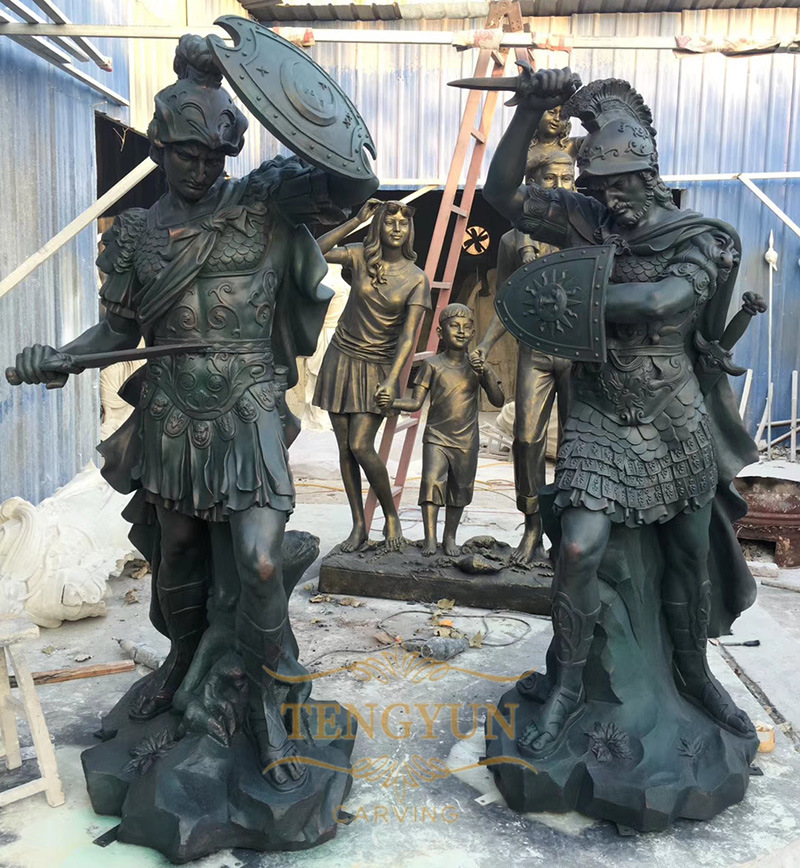 Garden Life Size Warrior Fiberglass Statues Manufacturers Sculptures (1)