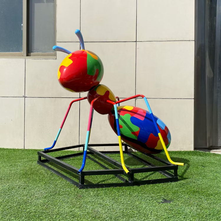 Garden decorative metal insect sculptures large colorful stainless steel ant sculpture (7)