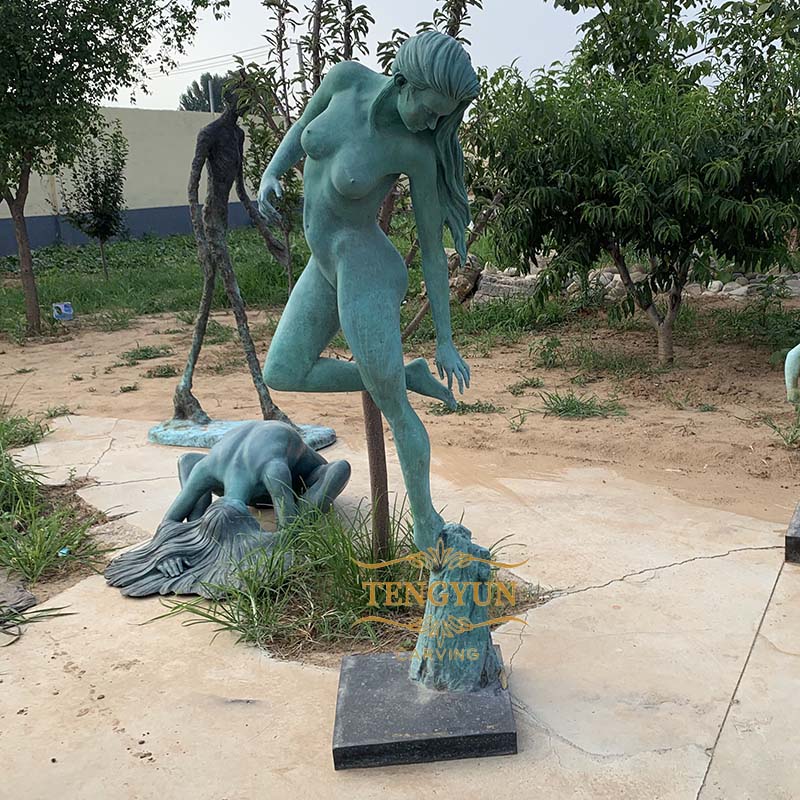 Green color cast bronze nude lady statue erotic nudes art sculptures for sale (1)