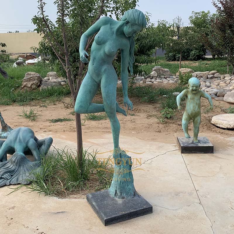 Green color cast bronze nude lady statue erotic nudes art sculptures for sale (2)