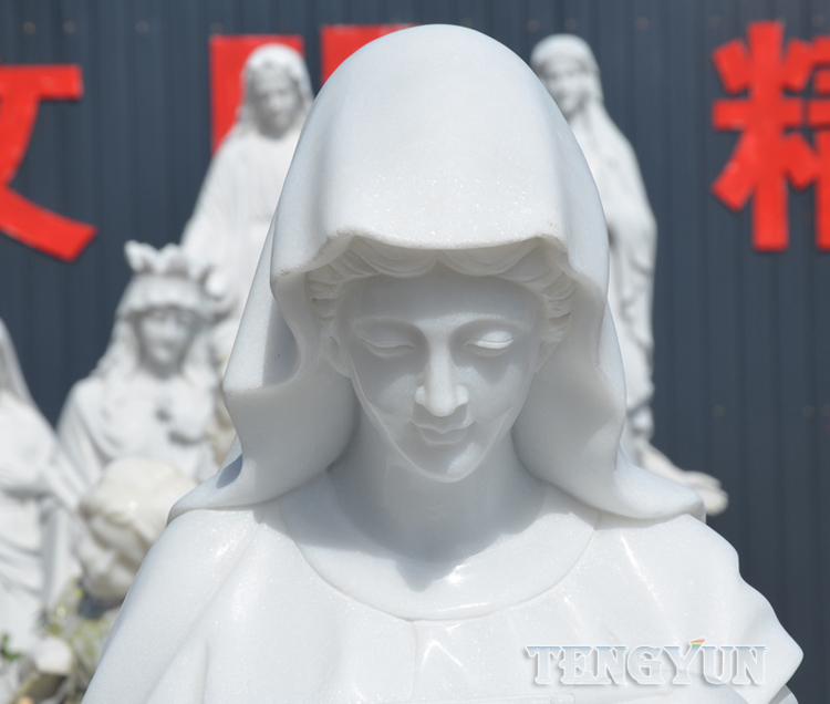 Hand Carved Garden Religious Christian Figure Statue Large Size Church Female Sculpture Holding Jesus Relief (3)