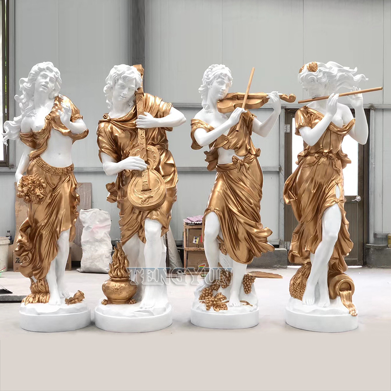 Home Decorative Life Size Fiberglass Band Female Statues Resin Music Theme Girl Sculptures (1)