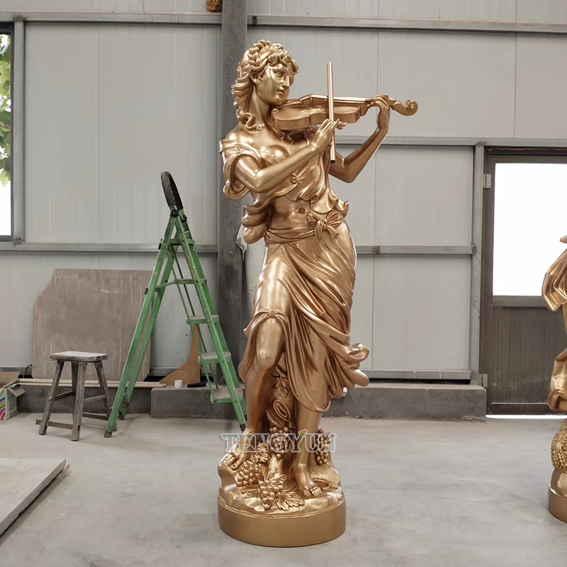 Home Decorative Life Size Fiberglass Band Female Statues Resin Music Theme Girl Sculptures (11)
