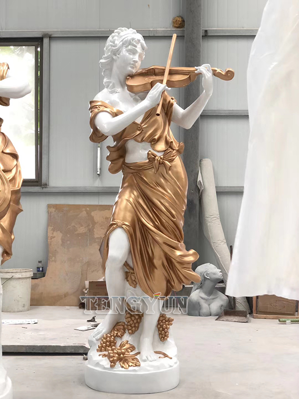 Home Decorative Life Size Fiberglass Band Female Statues Resin Music Theme Girl Sculptures (15)