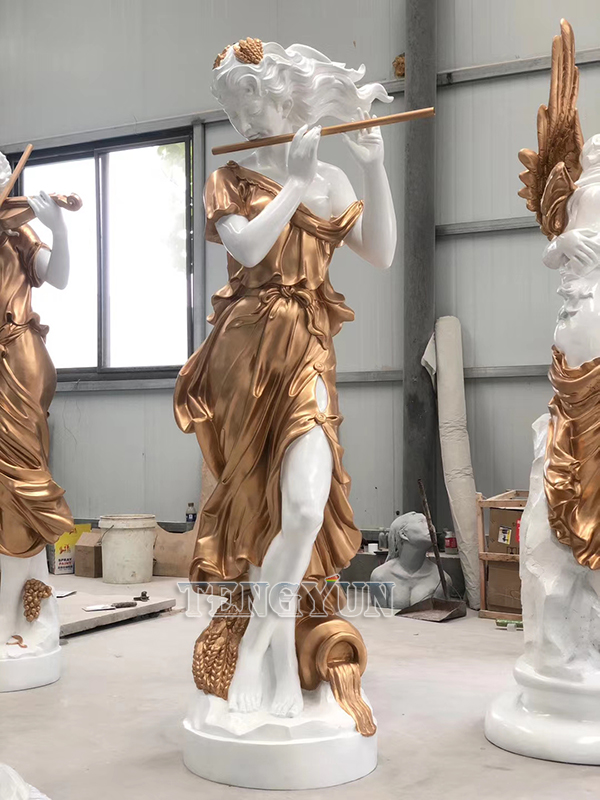 Home Decorative Life Size Fiberglass Band Female Statues Resin Music Theme Girl Sculptures (16)