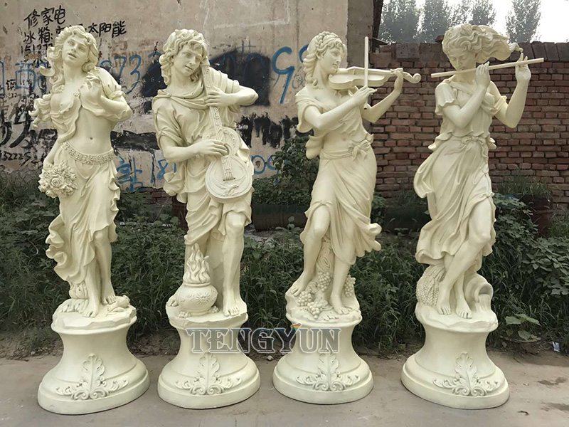 Home Decorative Life Size Fiberglass Band Female Statues Resin Music Theme Girl Sculptures (4)