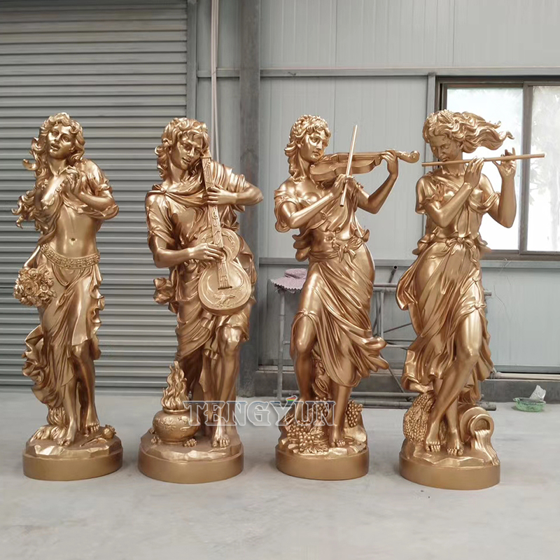 Home Decorative Life Size Fiberglass Band Female Statues Resin Music Theme Girl Sculptures (9)
