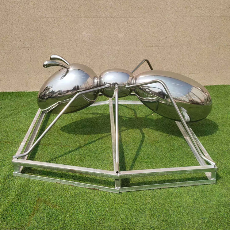 Hot sale big size metal ant sculpture mirror polished  stainless steel ant sculptures (2)