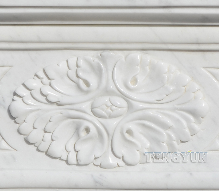 Interior Decoration Heating Italian Carara White Marble Fireplace Living Room Stone Medallion Fireplace China Factory (6)