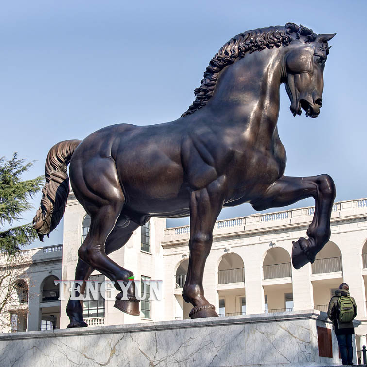 MILAN, ITALY-FEBRUARY 15, 2019: Leonardo's Horse (aka Gran Cavallo) the largest equestrian statue in the world by Leonardo da Vinci and Nina Akamu