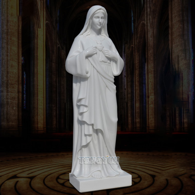 Marble Our Lady of Lourdes statue (4)