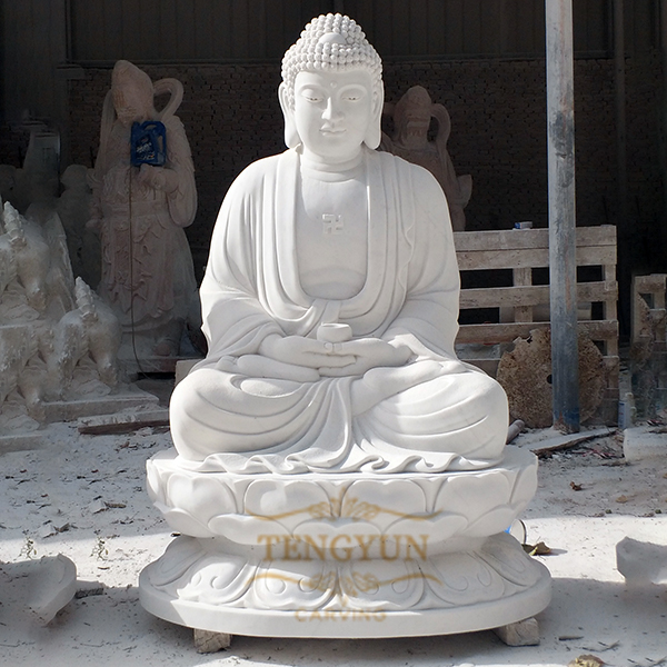 Marble sitting Sakyamuni statue