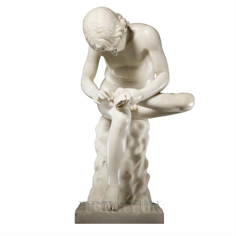 Marble statue boy with thorn (5)(1)