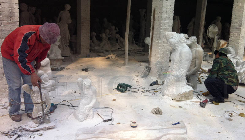 Marble torso carving in Tengyun factory