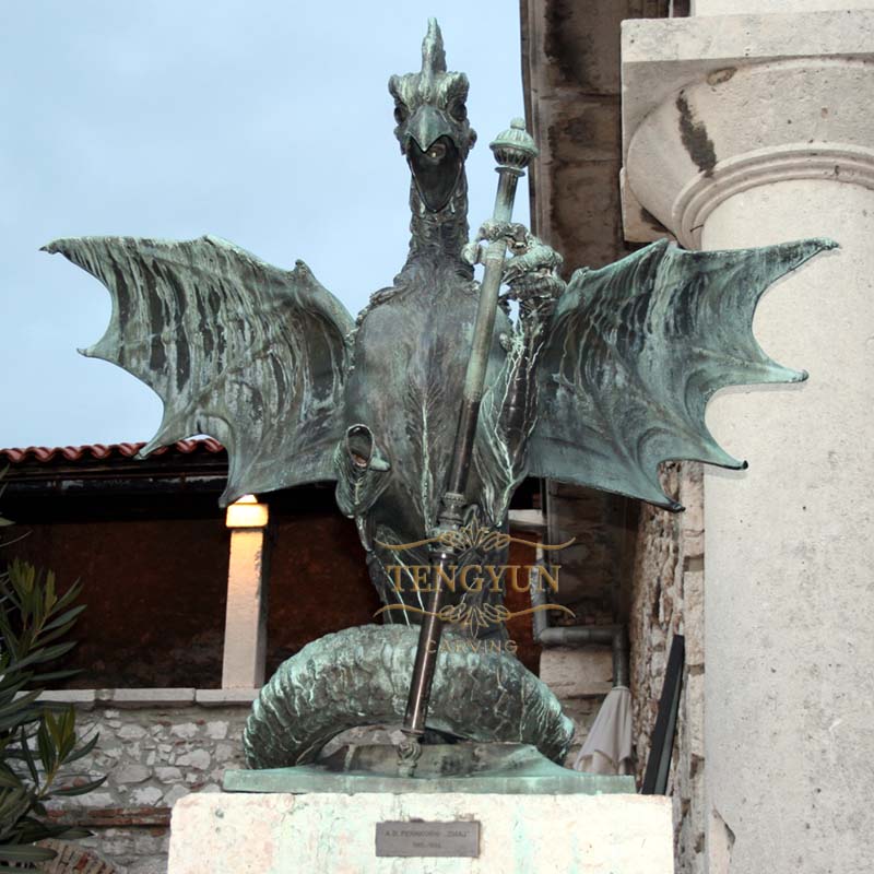Medieval bronze  dragon with wings