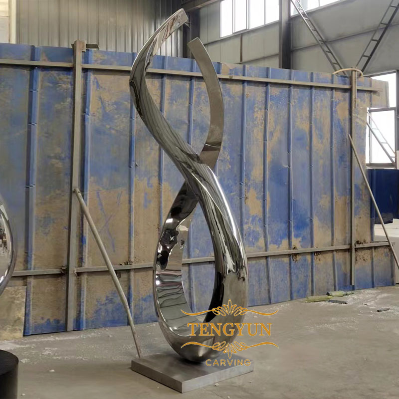 Modern Metal Sculpture Abstract Art Polished Stainless Steel Sculpture Outdoor Decoration For Sale (1)