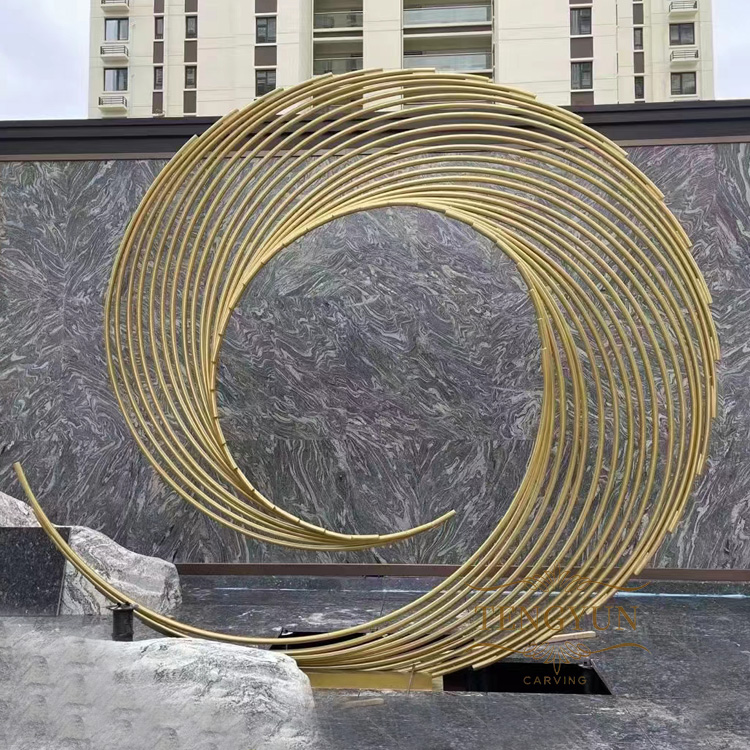 Modern park garden art metal sculpture large circular stainless steel sculptures (2)