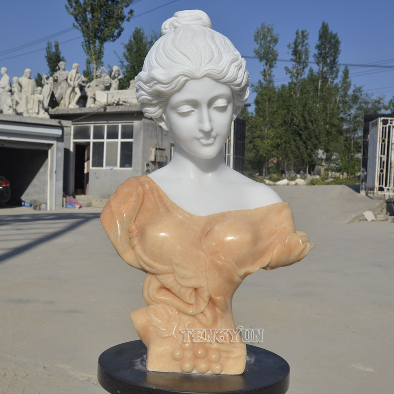 Multi-Color Marble Female Bust For Table Decoration Stone Lady Busts Price (9)