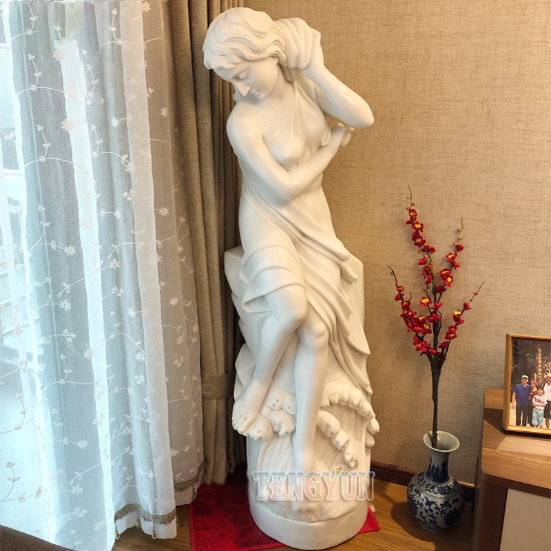 Natural white marble beautiful nude female statue