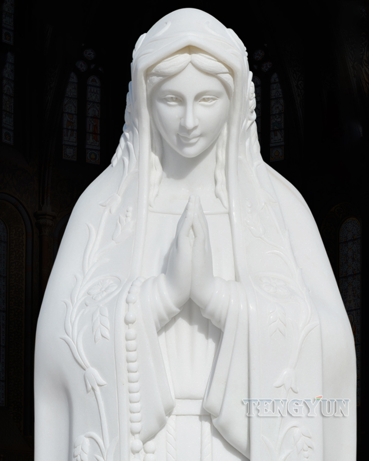 Our Lady of Fatima white marble church statue (1)