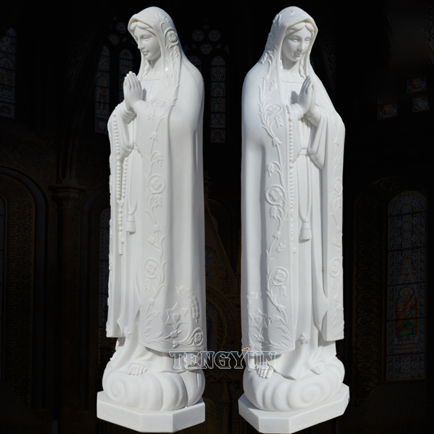 Our Lady of Fatima white marble church statue (2)