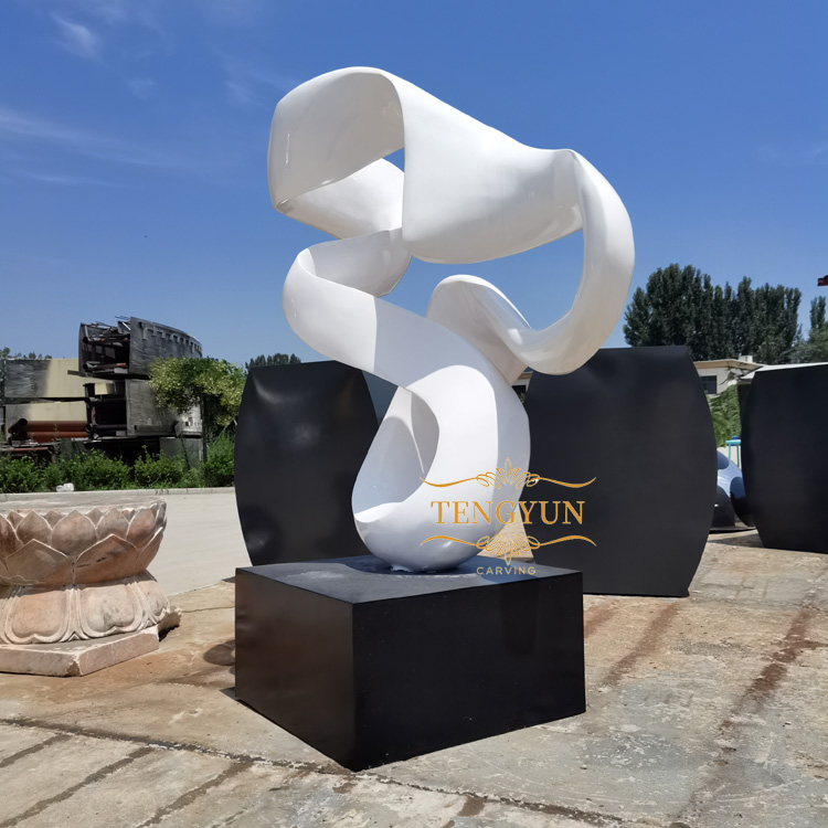 Out Door China Metal Modern Abstract White Color Stainless Steel Sculpture (4)