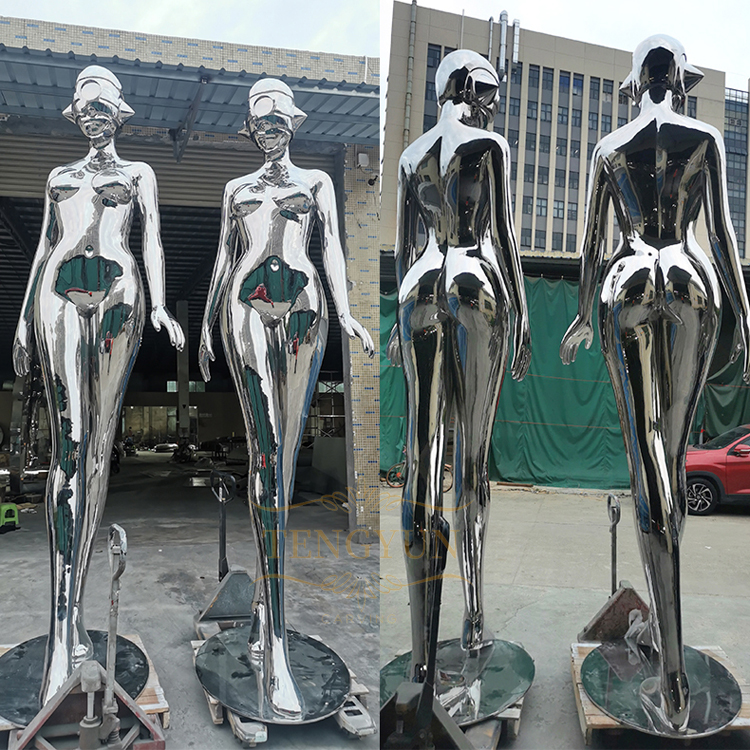 Outdoor Decor Metal Robot Statue Metal Life Size Stainless Steel Robot Sculpture (3)