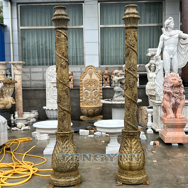 Outdoor garden decorative large size granite pillars natural antique stone columns for sale (3)
