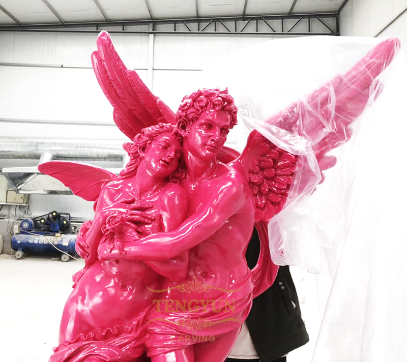 Pink color fiberglass love angel statue (1)