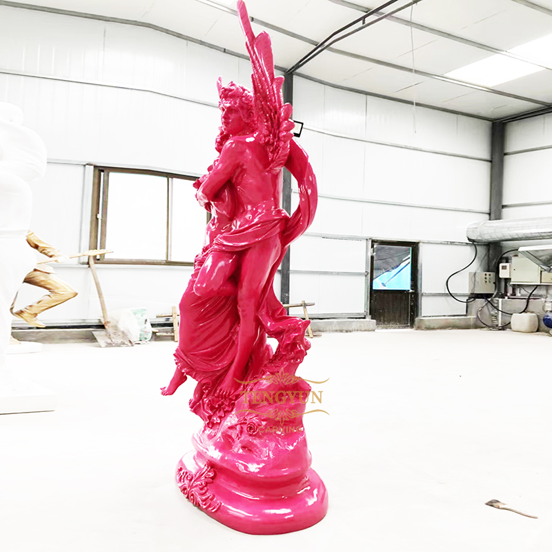 Pink color fiberglass love angel statue (2)