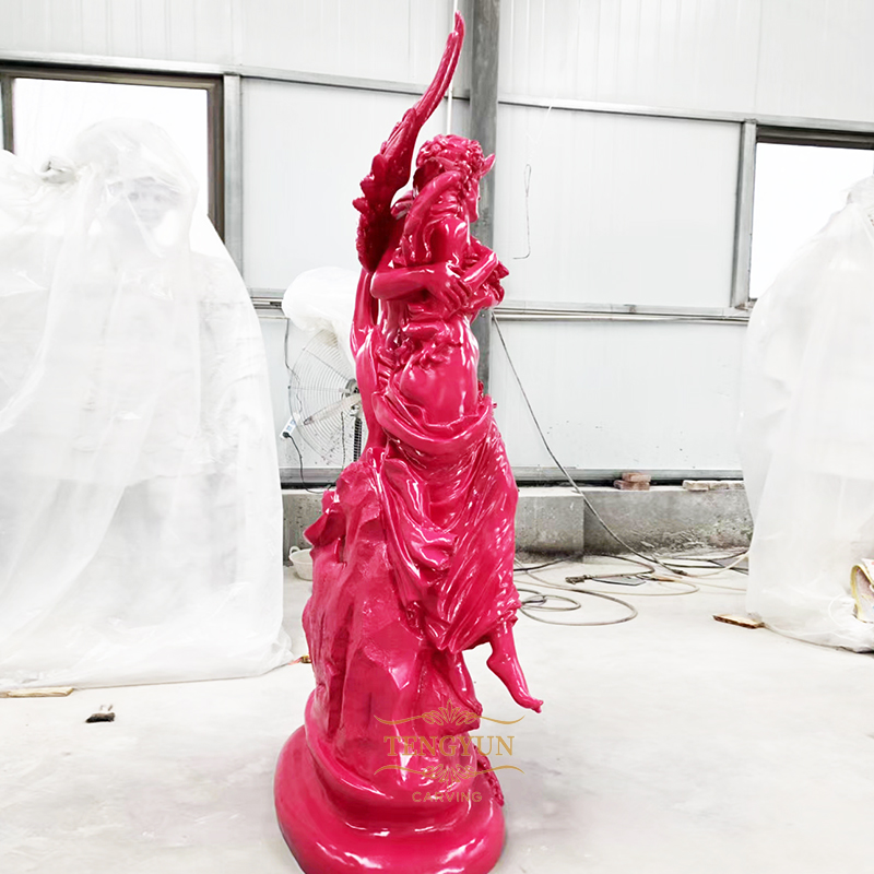 Pink color fiberglass love angel statue (3)