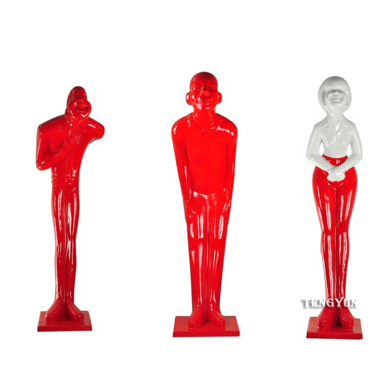 Resin artwork hall or doorway decorative fiberglass life size red man statue for sale (4)