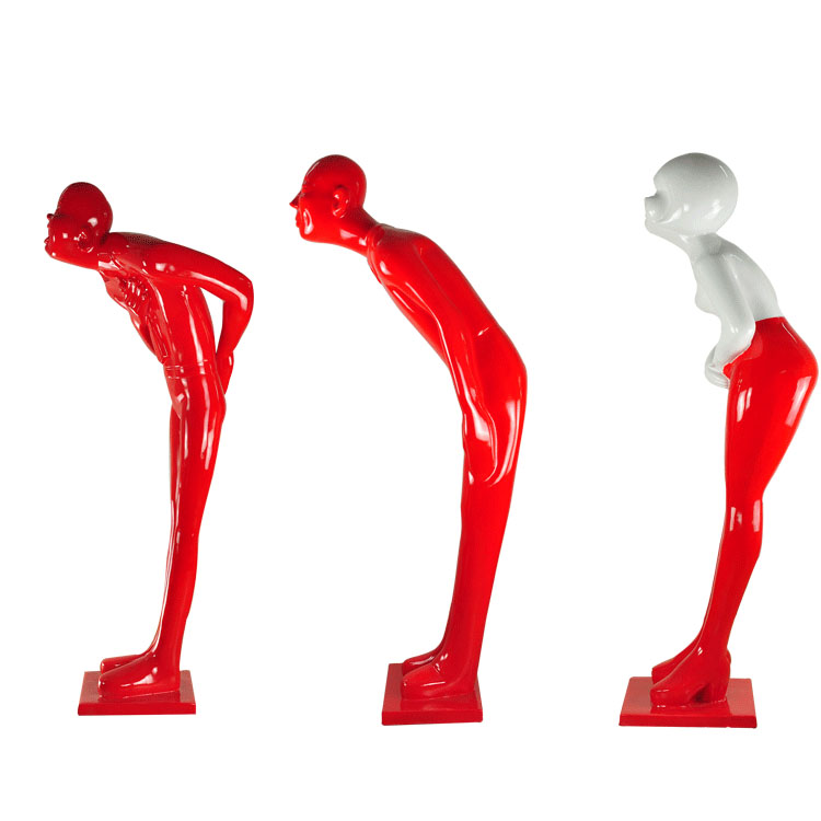 Resin artwork hall or doorway decorative fiberglass life size red man statue for sale (5)