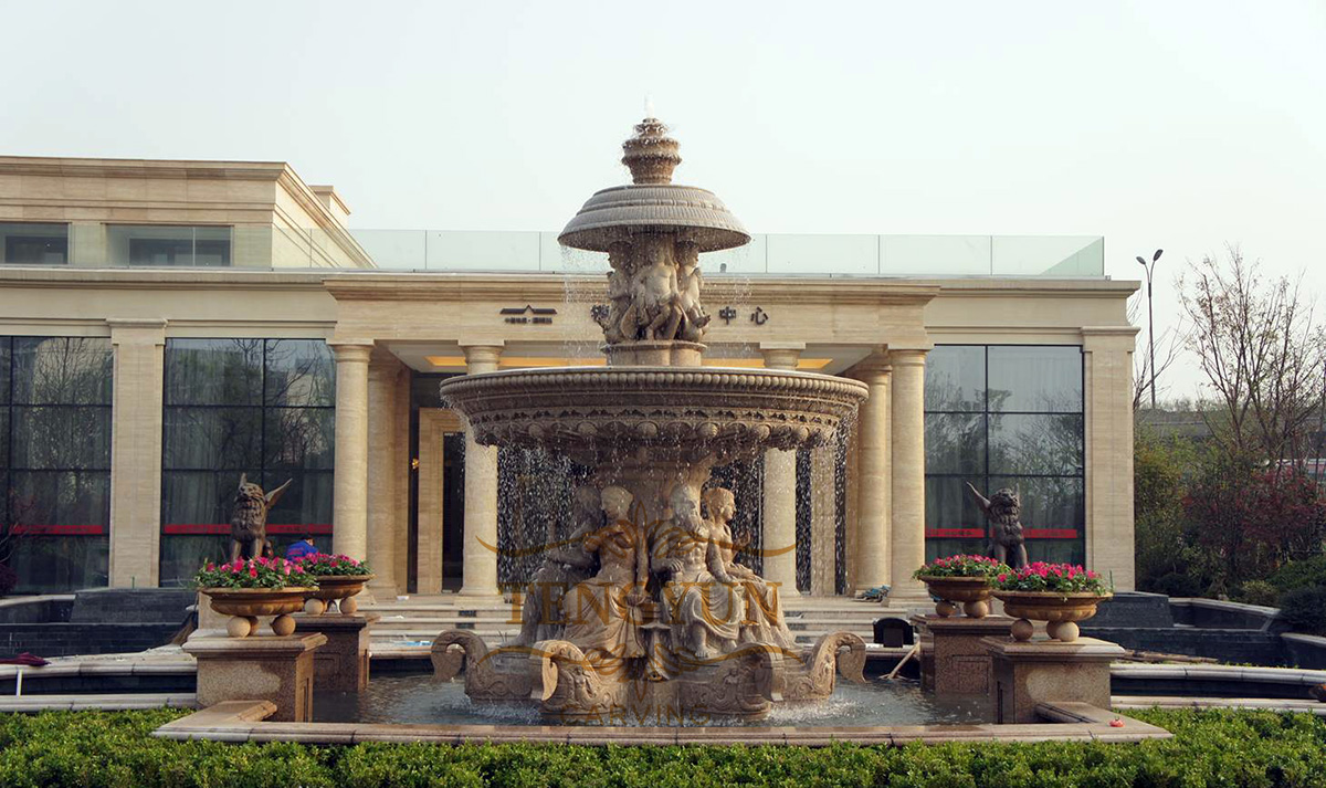 Roman figure marble fountain