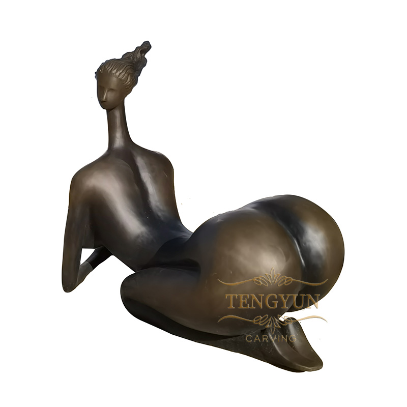 Sexy nude bronze abstract woman statue (1)