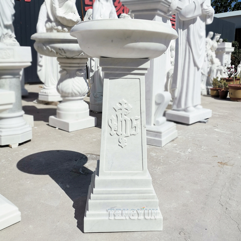 Stone Carving Holy Water Basin Marble Baptismal Factory Direct Holy Pool Church Religious Sculpture (3)