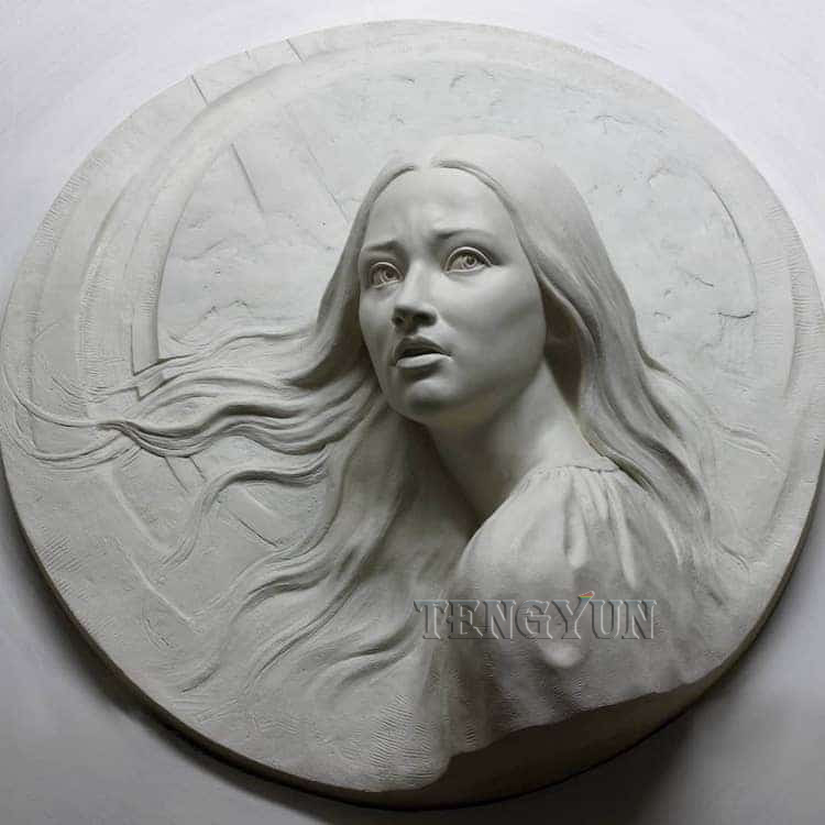 Stone Relief White Marble lady Statue Wall Relief (2)