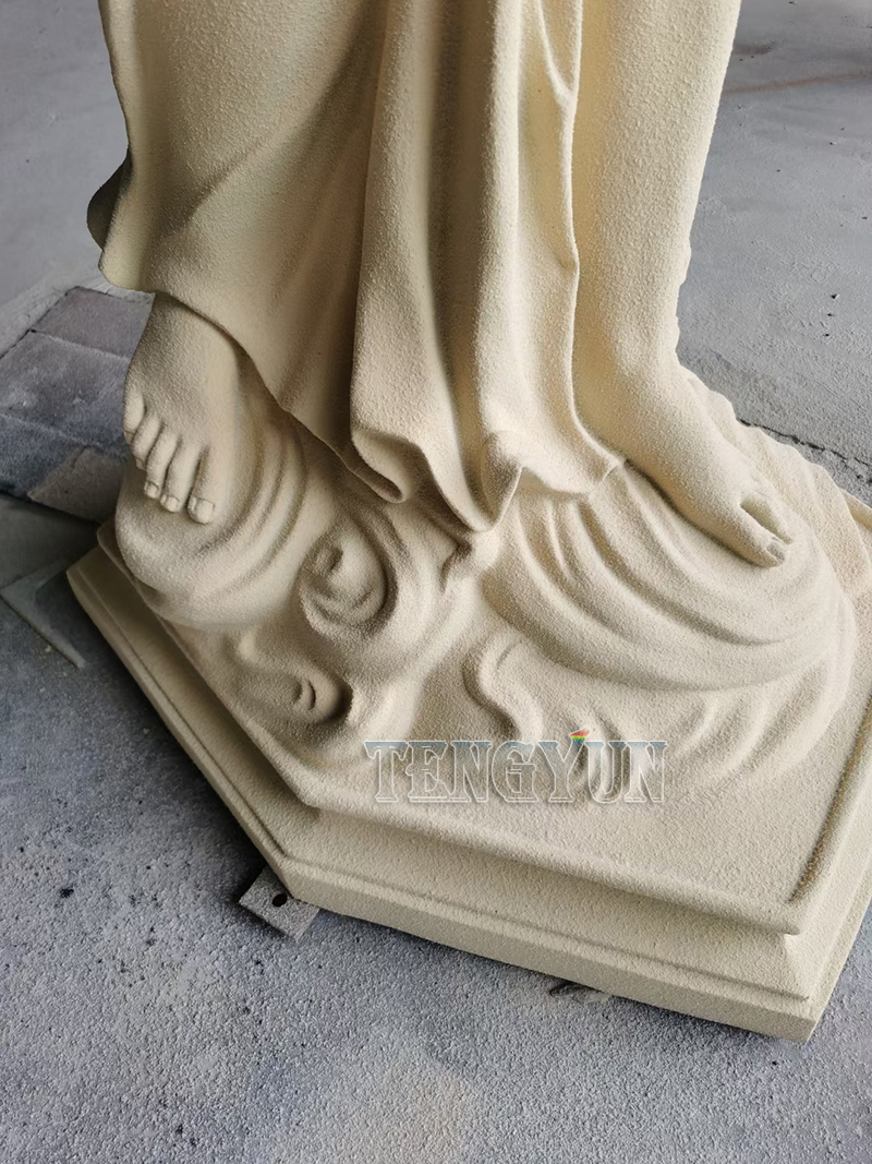 Stone-like coating angel statue with garland fiberglass sculpture (8)