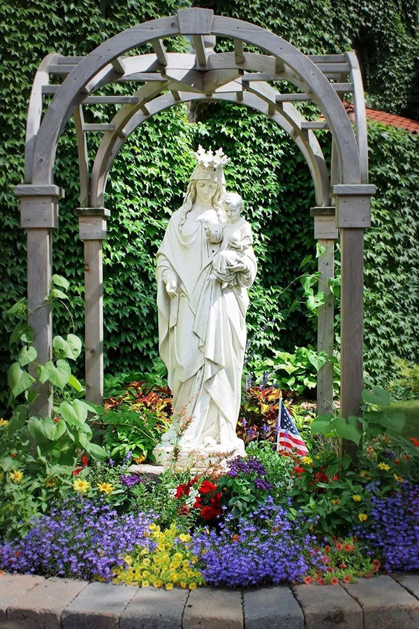 Stone marble Mary statue