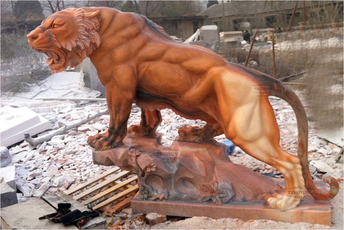 Stone walking tiger carving statue