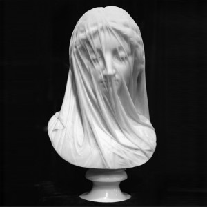 Veiled saint Mary bust statue