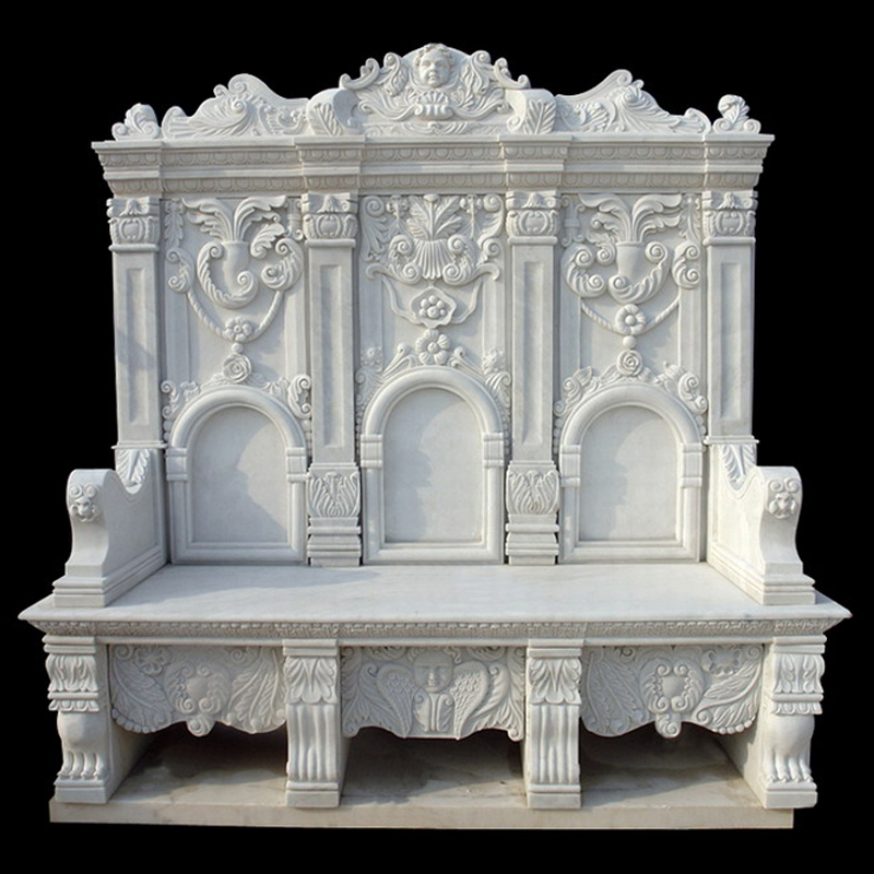 White-Hand-Craft-Decorative-Outdoor-Marble-Bench