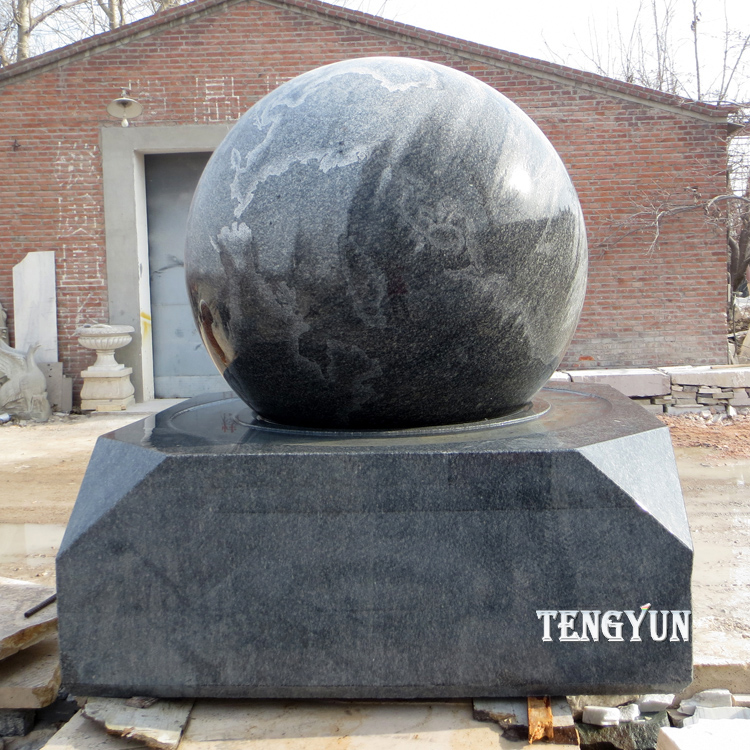 black granite floating sphere globe fountain (1)