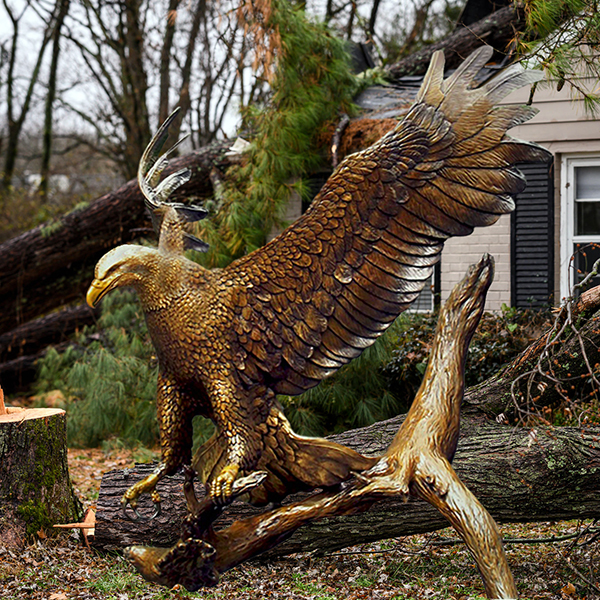 bronze eagle hawk sculpture