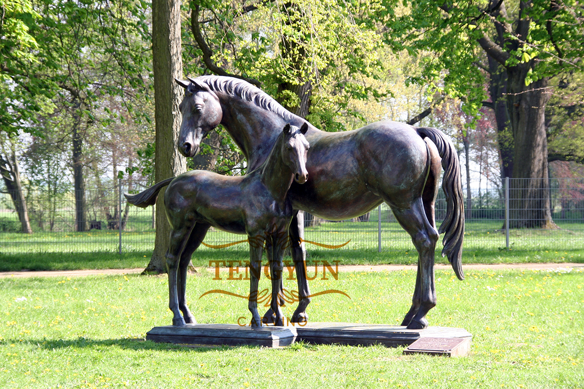 bronze horse and foal sculpture